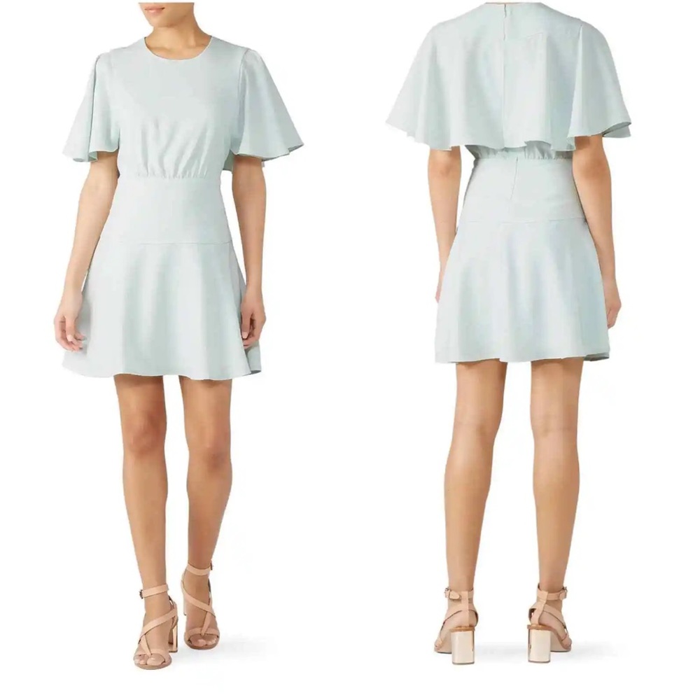 Club Monaco Ceithan Capelet Dress Mint Green Flutter Sleeve Crepe Mini 4